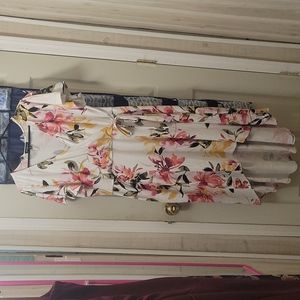 2x Fortune + Ivy White Faux wrap high low dress with flowers